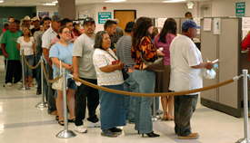 Unemployment Insurance Benefits No Job - Unemployment line in California.