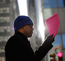 The Line Wall Street pink slip protest 6 March 2012. Photo Timothy Krause