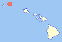 Map of Hawaii highlighting Kauai